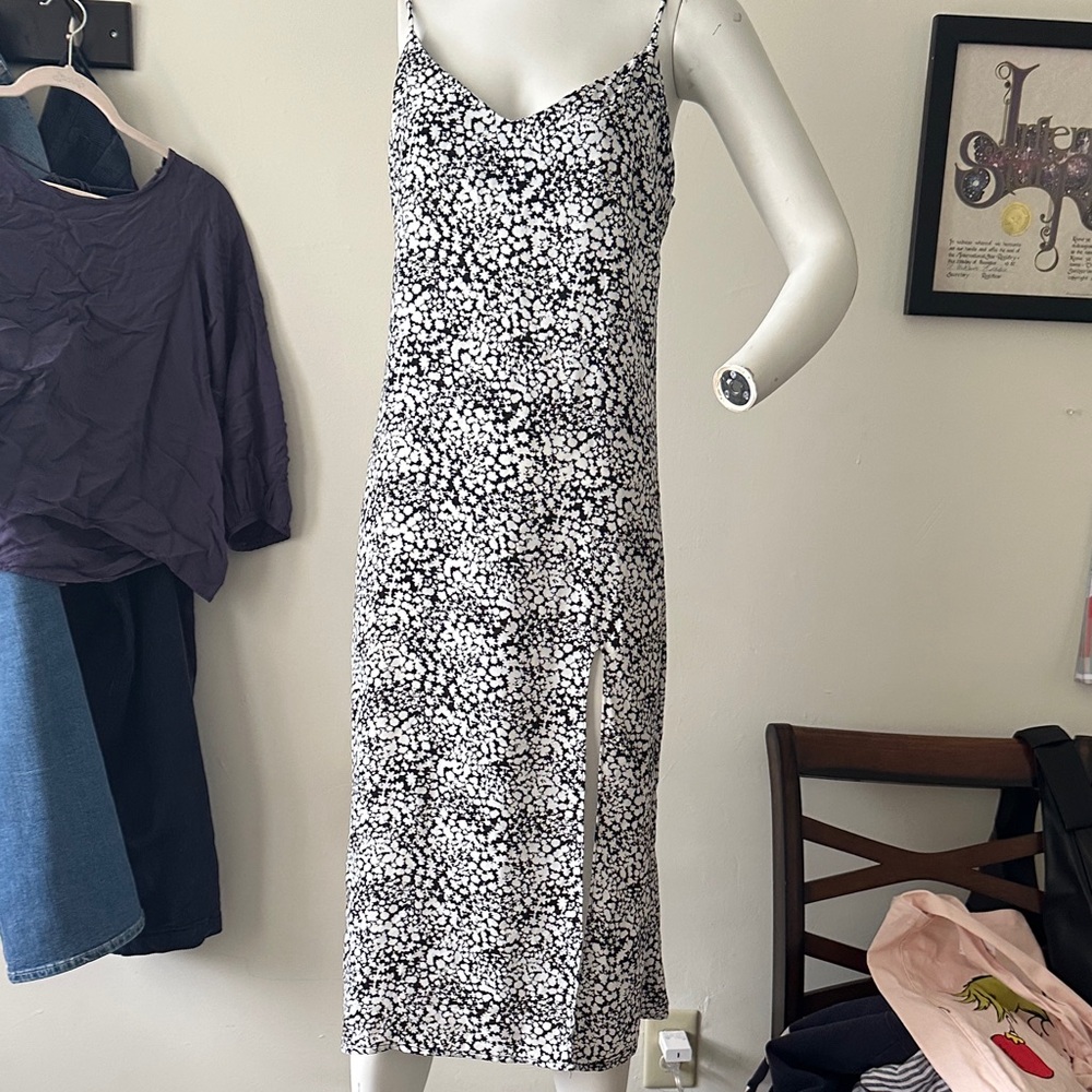 Black and White Floral Midi Dress